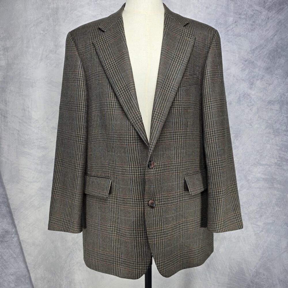 Ralph Lauren Blazer Mens 43 T Brown Plaid Wool Sport Coat Polo University Club